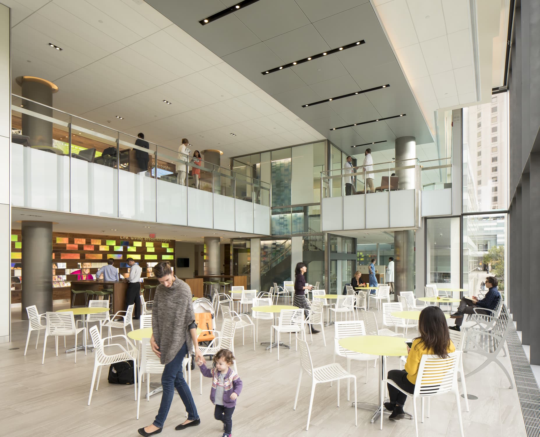 Boston, Brigham and Womens, Building for Transformative Medicine, MA, NBBJ, People, atrium, healthcare, hospital, public, seating