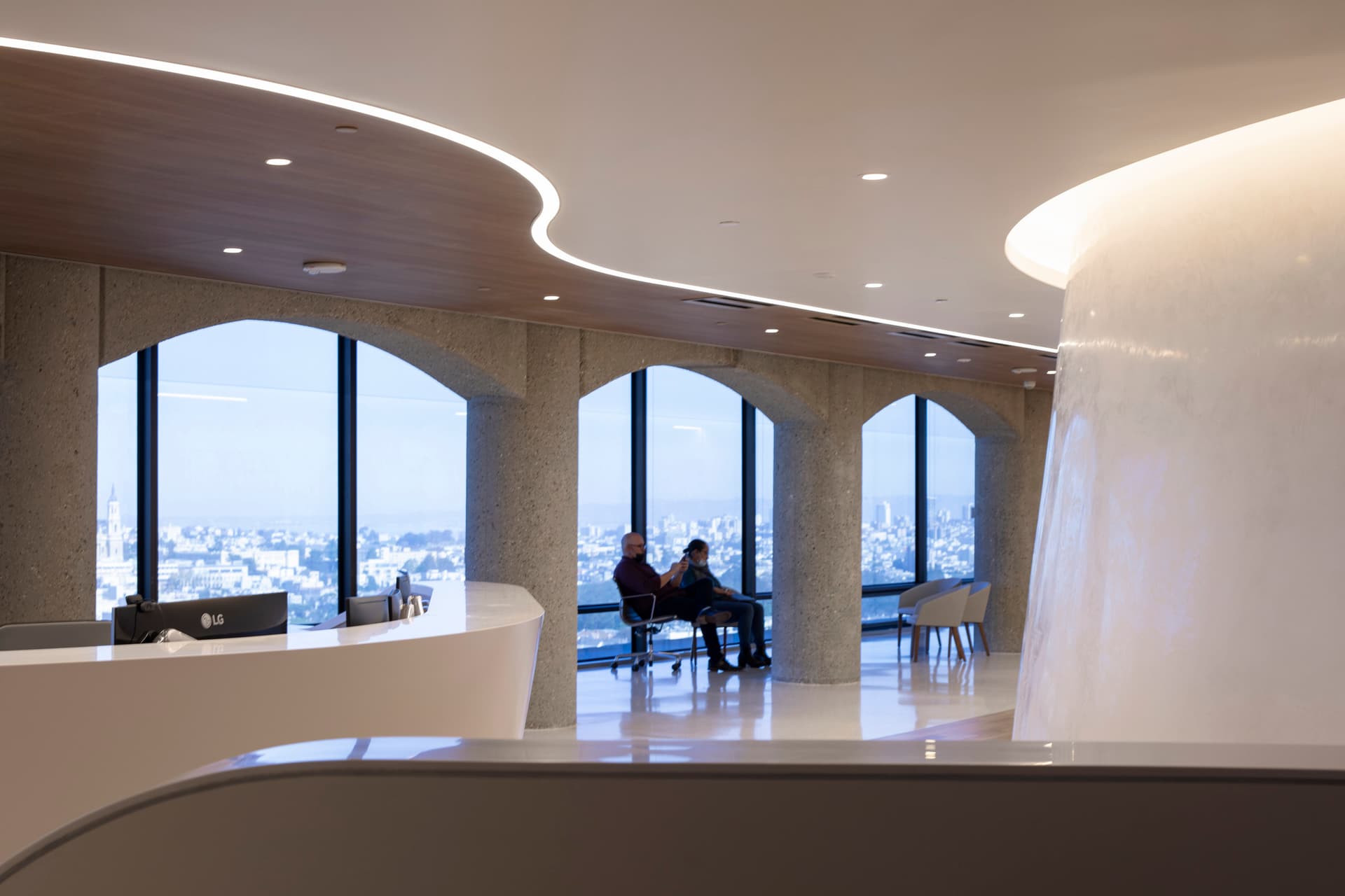 CA, NBBJ, San Francisco, UCSF, UCSF Connie Frank Transplant Center, healthcare, interiors, lobby, reception desk, waiting