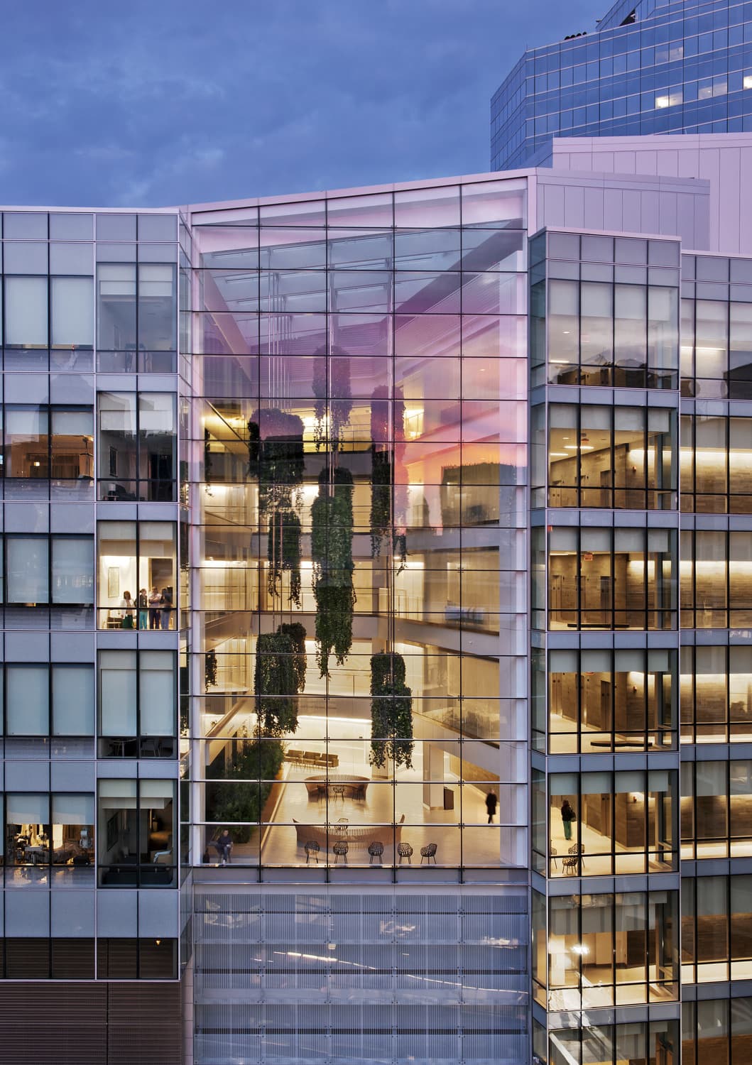 A+U, exterior, atrium, dawn